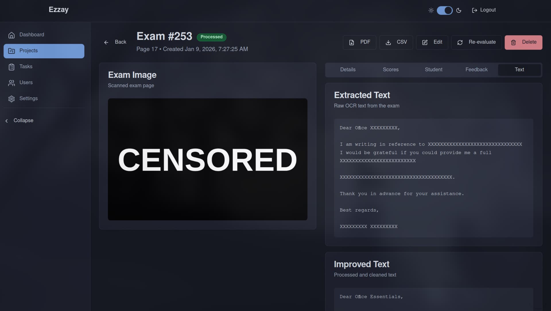 Text — raw OCR extraction alongside the AI-improved version